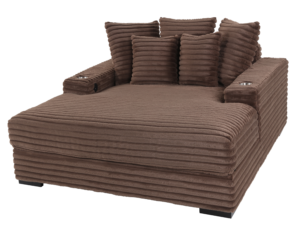 Brown Chaise Lounge with Dual Cup Holders and USB Charging Ports